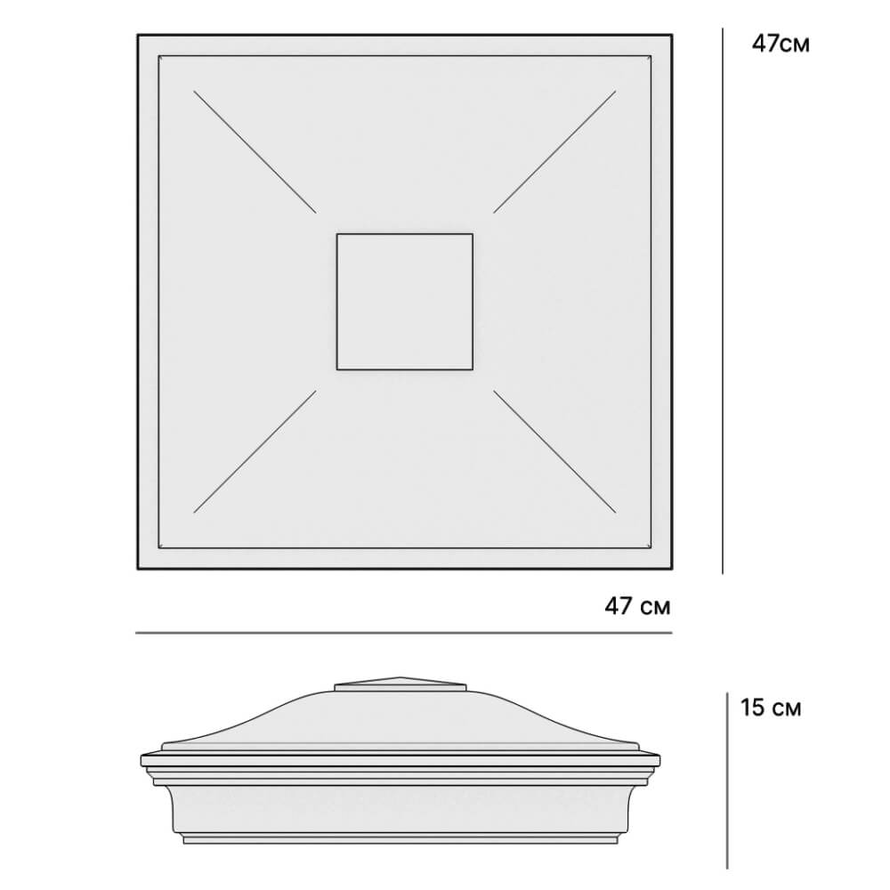 Колпак Zking Монблан Черный на столб 1.5х1.5 кирпича (385х385мм)